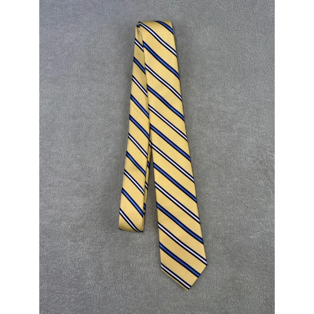 Van Heusen Boys Yellow Striped Necktie Navy‎ Blue White Formal Classic Tie